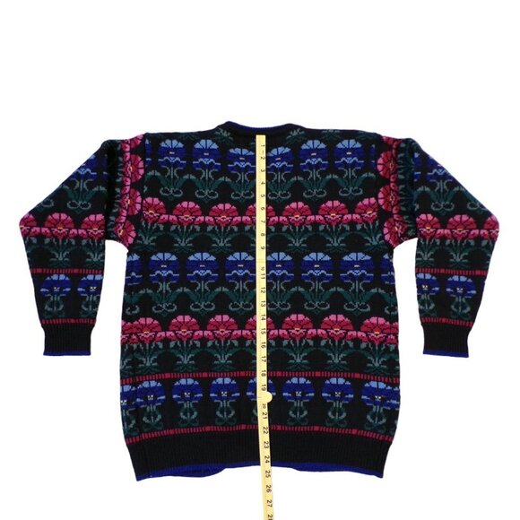 DEANS OF SCOTLAND Vintage Heavyweight Wool Cardigan Stunning Flower Pattern #910 - Picture 6 of 10